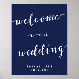 Impresión de Rótulo de recepción de bodas azules d