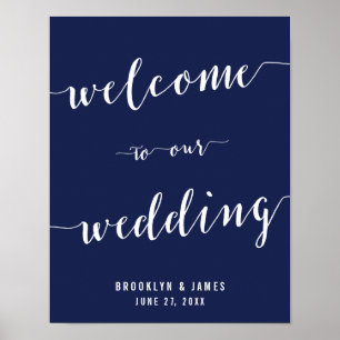 Impresión de Rótulo de recepción de bodas azules d