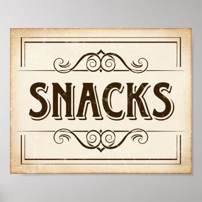 Impresión de Rótulo de SNACKS de época (Frente)