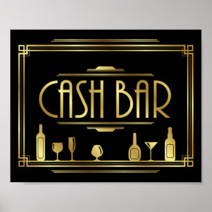 Impresión de Rótulo Gatsby Art Deco CASH BAR