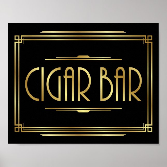 Impresión de Rótulo Gatsby Art Deco CIGAR BAR (Frente)