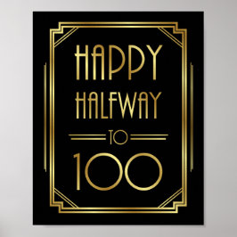 Impresión de Rótulo Gatsby Art Deco FELIZ A MEDIA