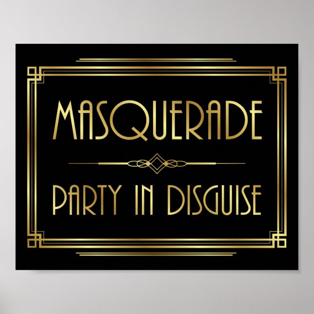 Impresión de Rótulo Gatsby Art Deco MASQUERADE (Frente)
