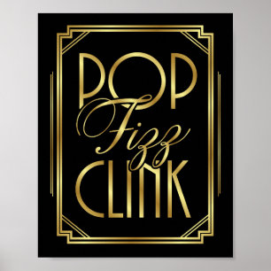 Impresión de Rótulo Gatsby Art Deco POP FIZZ CLINK