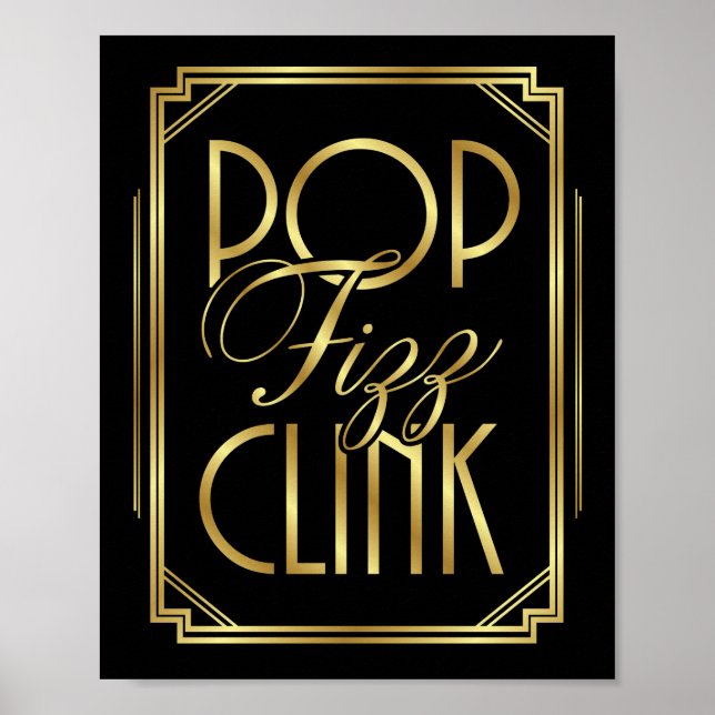 Impresión de Rótulo Gatsby Art Deco POP FIZZ CLINK (Frente)