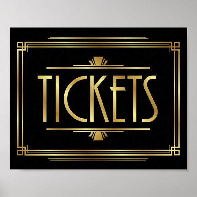 Impresión de Rótulo Gatsby Art Deco TICKETS (Frente)