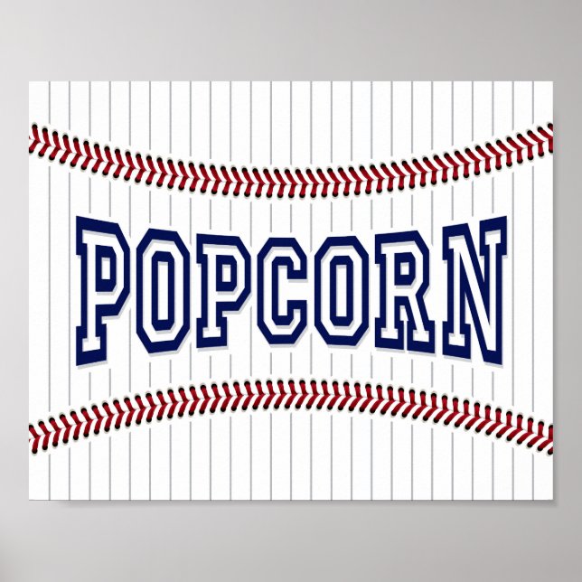 Impresión de Rótulo POPCORN, Fiesta de béisbol (Frente)