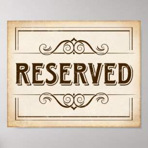 Impresión de Rótulo RESERVADO Fiesta Vintage