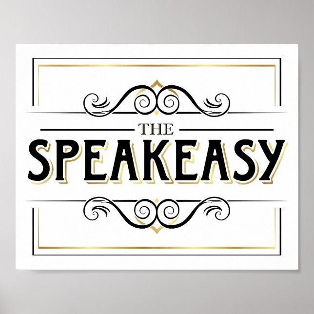 Impresión de Rótulo Vintage Gold SPEAKEASY (Frente)