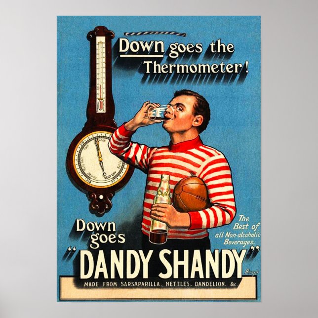 Impresión de Rugby de Dandy Shandy Vintage (Frente)