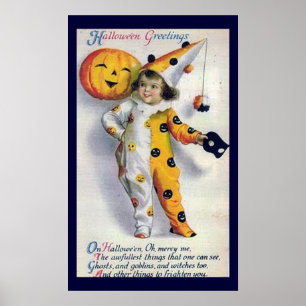 Impresión de saludos de Halloween vintage