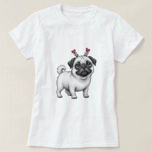 Impresión de San Valentín con camiseta de pug