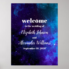 Impresión de señal de bienvenida espacial. Boda de