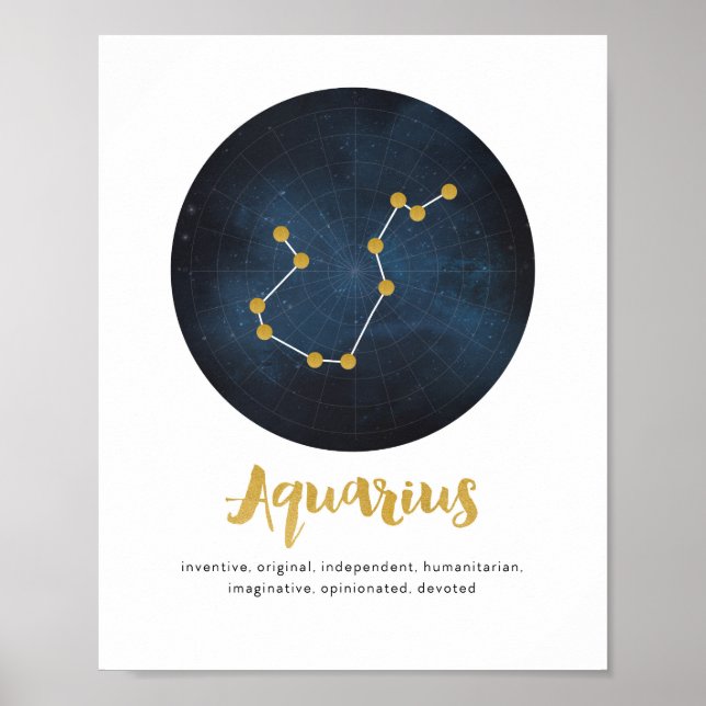 Impresión de signo de estrella Aquarius (Frente)