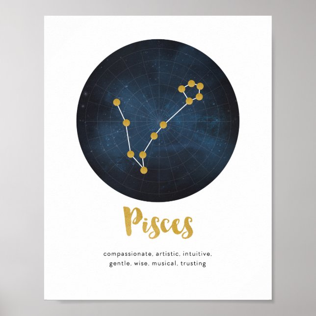 Impresión de signo de estrella de Pisces (Frente)