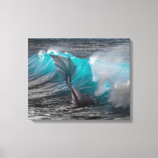 Impresión de sirenas en lienzo marino (Anverso)