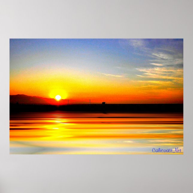 Impresión de sol del océano dorado (Frente)