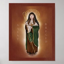 Impresión de St. Brigid of Ireland - Fondo rojo