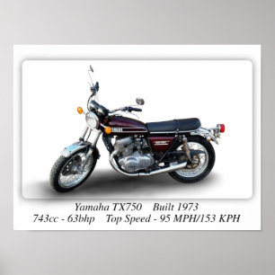 Impresión de tamaño Yamaha TX750 1973