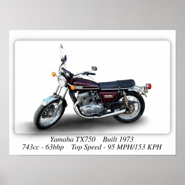 Impresión de tamaño Yamaha TX750 1973 (Frente)