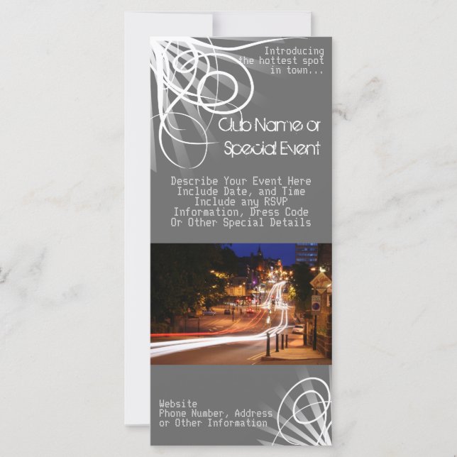 Impresión de tarjetas en rack, tema del club noctu (Anverso)