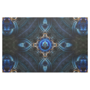 Impresión de tela azul dorada Kaleidoscope