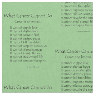 Impresión de tela con poema Lo que el cáncer no pu