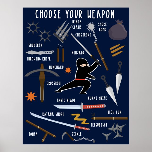 Impresión de tela de rompecabezas de armas Ninja (Frente)