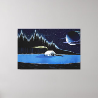 Impresión de tela estirada "Cabina a orillas del l