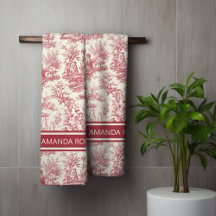 Impresión de tela roja de jouy