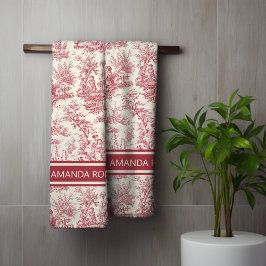 Impresión de tela roja de jouy