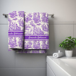 Impresión de tela violeta de jouy