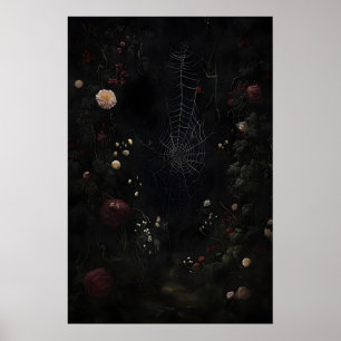 Impresión de telaraña floral de Dark Academia, gót