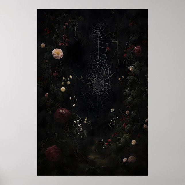 Impresión de telaraña floral de Dark Academia, gót (Frente)