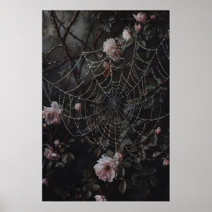Impresión de telaraña floral, flores en impresión