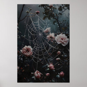 Impresión de telaraña floral, flores en impresión