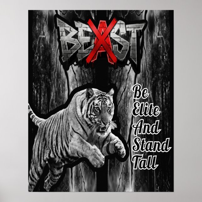 Impresión de tigre BEAST, papel de cartel de valor (Frente)