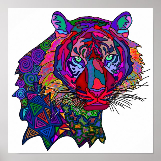 Impresión de tigre colorida (Frente)