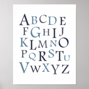 Impresión de tipografía de nursera ABC azul