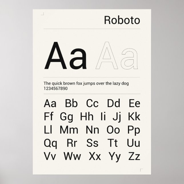 Impresión de tipografía de Roboto (Frente)