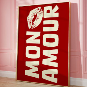 Impresión de tipografía retro Mon Amour Amor fra