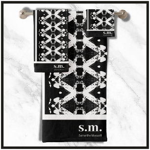 Impresión de tiras tribales geométricas en blanco 