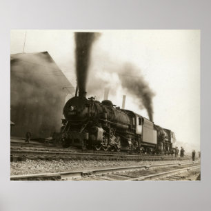 Impresión de tren vintage todos a bordo