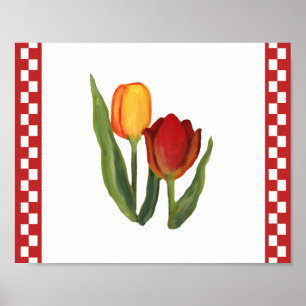 Impresión de tulipanos de país