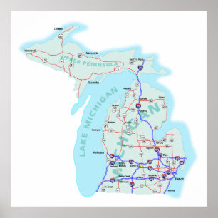 Impresión de un estado a otro del mapa de Michigan