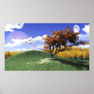 Impresión de una colina de árbol