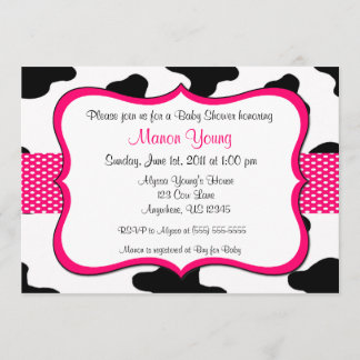 Impresión de vaca Baby Shower rosa o invitación po