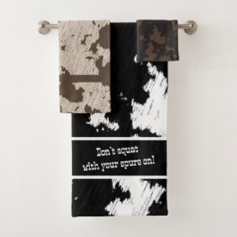 Impresión de vaca falsa negro, blanco, marrón y cr