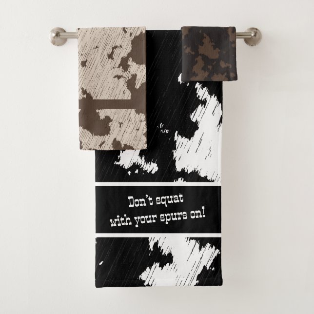 Impresión de vaca falsa negro, blanco, marrón y cr (In situ)