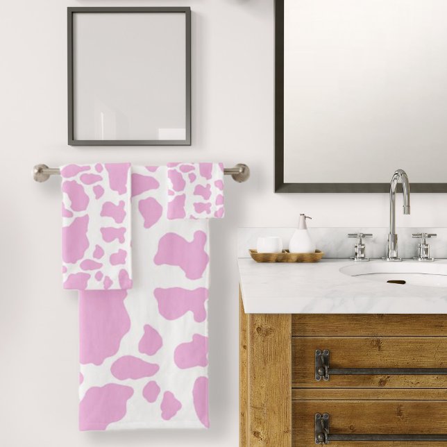 Impresión de vaca rosa (Pink Cow Spots Animal Print Pattern Bath Towel Set by Looly Elzayat)